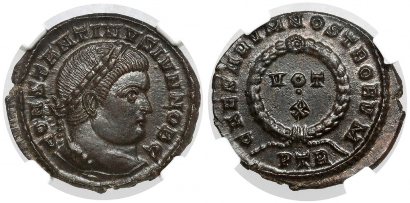 Constantine II (337-340 AD) Follis, Treveri Obverse: CONSTANTINVS IVN NOB C Laur...