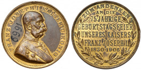 Austria, Franciszek Józef I, Medal 1905 - Zum Andenken an die 75-jährige Geburt Stagsfeier Unseres Kaisers Franz Joseph I / 75-rocznica urodzin Franci...