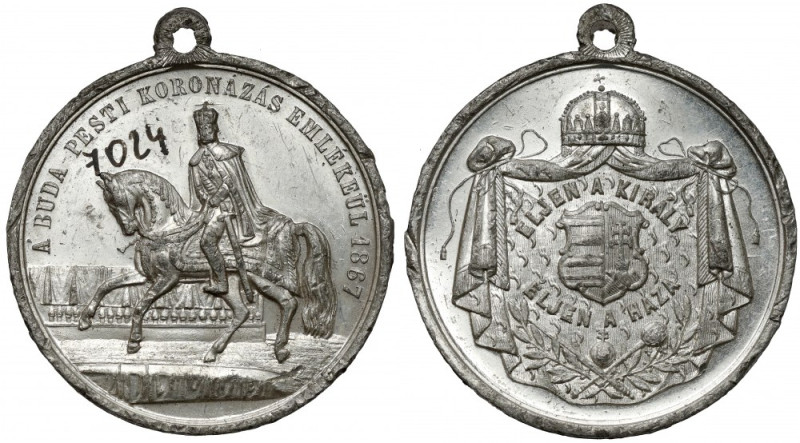 Węgry, Medal 1867 - koronacja Franciszka Józefa I w Budapeszcie Medal z napisany...