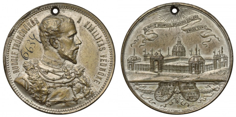 Medal Wegierskiej Wystawy Narodowej w Budapeszcie 1885 Sygnowany: KNOPP ES STEIN...