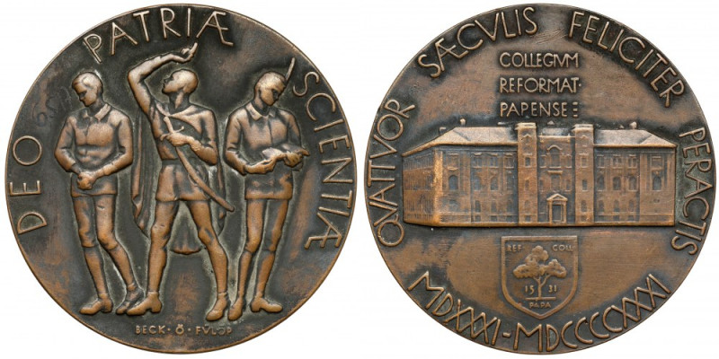 Hungary, Pápa, Medal, Collegium Reformat. Papense 1531-1931 Medal upamiętniający...