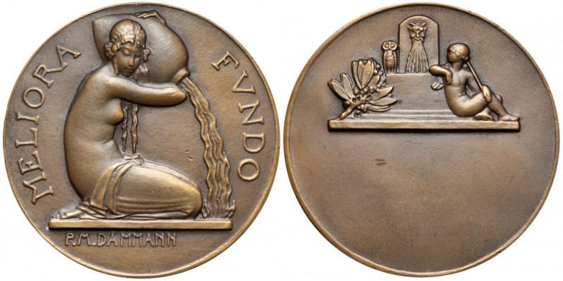 Francja, Medal bez daty (1939) - Meliora Fundo średnica 67.6 mm, waga 121.15 g. ...