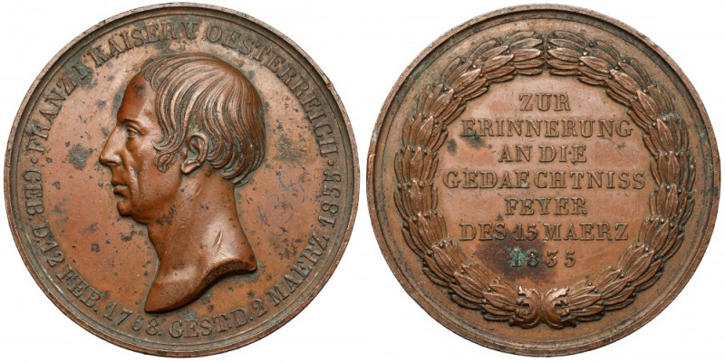 Niemcy, Prusy, Medal 1853 - na pamiątkę śmierci Franciszka I, cesarza austriacki...