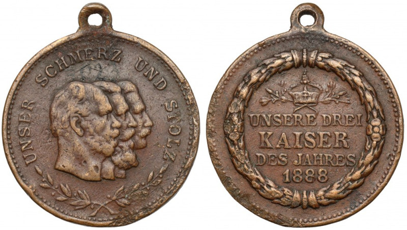 Niemcy, Medal - Unsere Drei Kaiser des Jahres 1888 Medal z napisanym numerem tus...