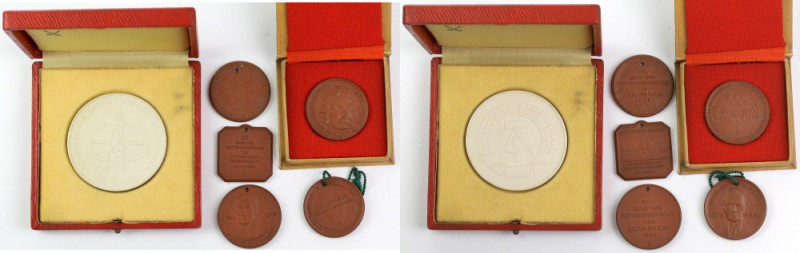 DDR, Miśnia - zestaw medali porcelanowych (6szt) Porcelana, średnica medali od 3...