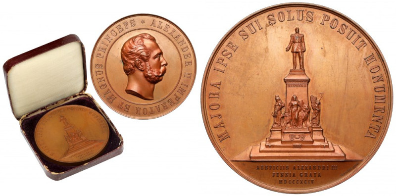 Russia, Medal 1894 statue of Alexander II in Helsinki Efektowny, duży medal.
 S...