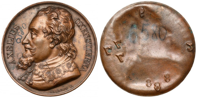 Szwecja, Medal 1821 - Axelius Oxenstierna Medal jednostronny, z cyframi na rewer...