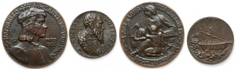 Włochy, zestaw medali lanych (2szt) Medal z napisanym numerem tuszem.&nbsp;
 Me...