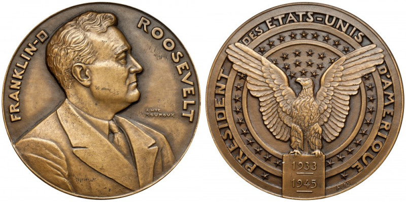 USA, Medal 1945 - Franklin-D Roosevelt średnica 67.7 mm, waga 167 g. 
Grade: AU...