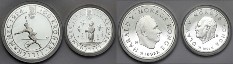 Zimowe Igrzyska Olimpijskie 1994 Lillehammer - 50 i 100 kroner Norwegia (2szt) F...