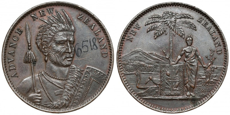 Nowa Zelandia, Penny Token - Advance New Zealand Party Brąz, średnica 34 mm, wag...