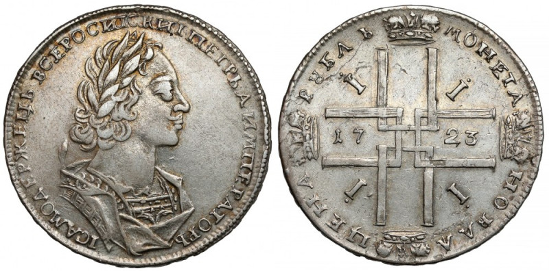 Russia, Peter I, Ruble 1723, Moscow Ładny, rzadszy rubel. 
 Odmiana z portretem...