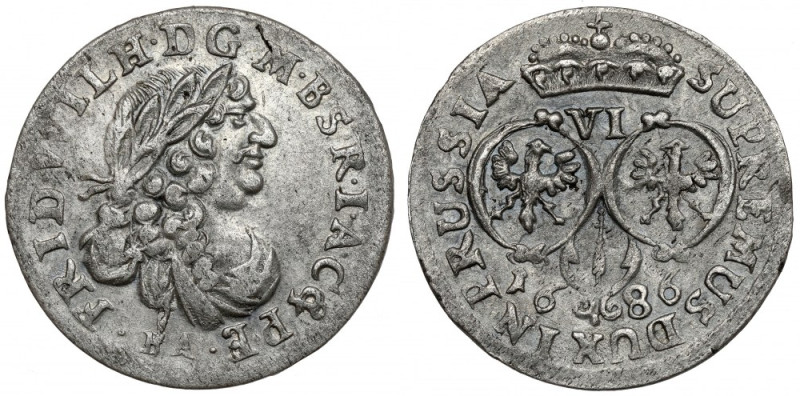 Preussen, Friedrich Wilhelm, 6 groschen 1686 BA
Prusy, Fryderyk Wilhelm I, Szós...