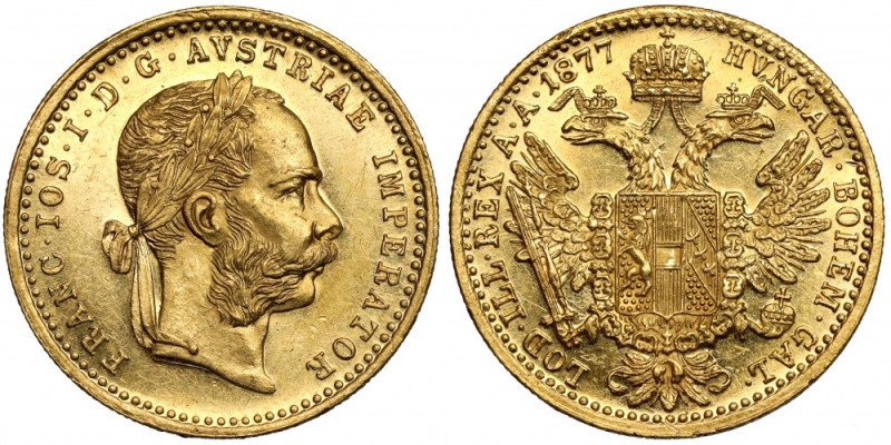 Austria, Franz Joseph I, Ducat 1877 Złoto, średnica 20,0 mm, waga 3,48 g.&nbsp; ...