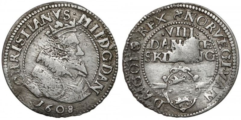 Denmark, Christian IV, 8 skilling dansk 1608 
Grade: VF 

More photos and ful...