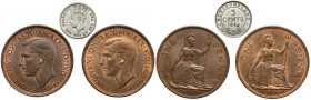 England, George VI, 1 penny - 5 cents 1937-1941, lot (3pcs)