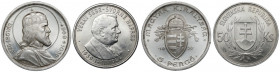 Hungary and Slovakia, 5 pengo 1938 and 50 korun 1944, lot (2pcs)
