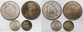 Europe, silver coins MIX, lot (4pcs)