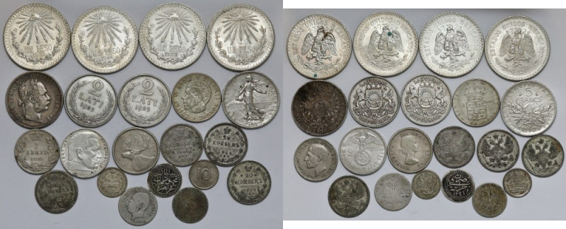 World, silver coins MIX, lot (22pcs) 3 monety nie wykonane ze srebra. Waga łączn...
