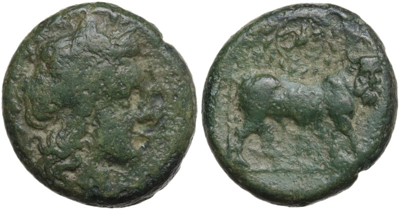 Southern Campania, Neapolis, c. 300-275 BC. Æ (16,2 mm, 4,7 g). Laureate head of...