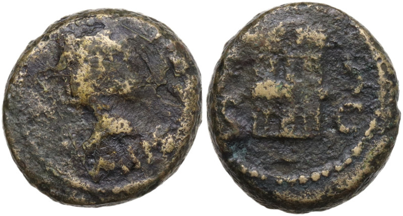 Northern Lucania, Paestum, c. 50 BC. Æ Semis (14,8 mm, 4,7 g). Female head l. R/...