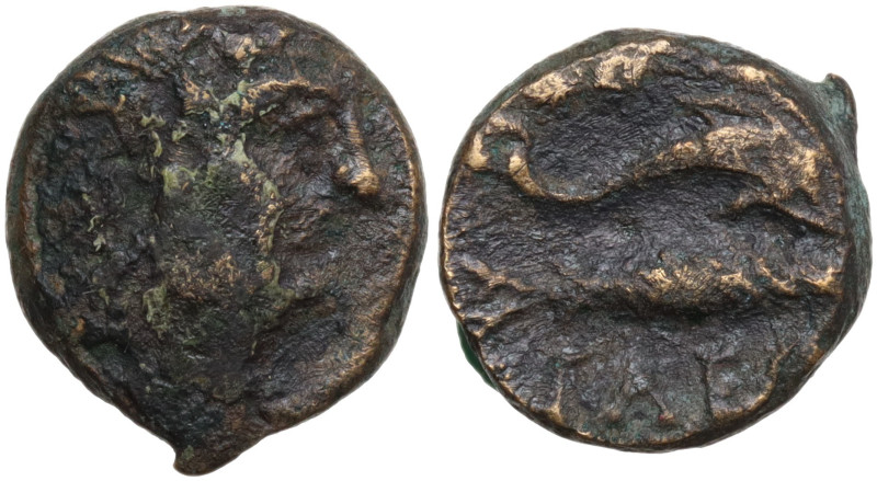 Northern Lucania, Paestum, after 180 BC. Æ Quadrans (12,3 mm, 3 g). Head of Pose...