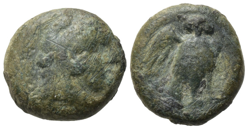 Northern Lucania, Velia, 4th to 2nd century BC. Æ (12,20 mm, 2,41 g). Head of He...