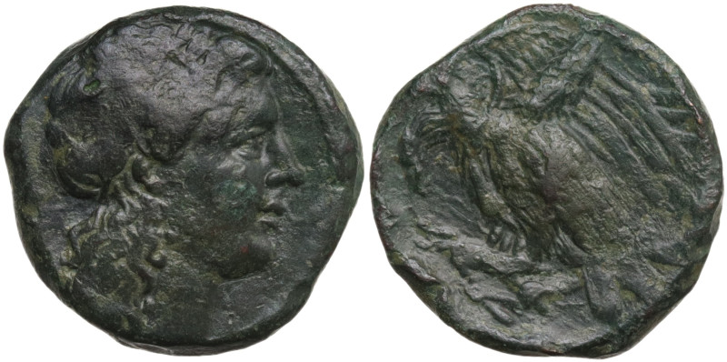 Sicily, Akragas, c. 275-240 BC. Æ (18,4 mm, 4,8 g). Laureate head of Apollo r. R...