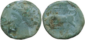 Sicily, Syracuse, Hieron II (275-215 BC). Æ (20 mm, 5,16 g), c. 275-269 BC. Wreathed head of Kore l. R/ Bull butting l.; above club and IA, in exergue...