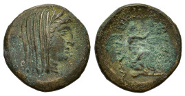 Thrace, Byzantion. Alliance coinage with Kalchedon. Late 3rd-2nd centuries BC. Æ (28 mm, 10 g). Wreathed and veiled head of Demeter r. R/ Poseidon sea...