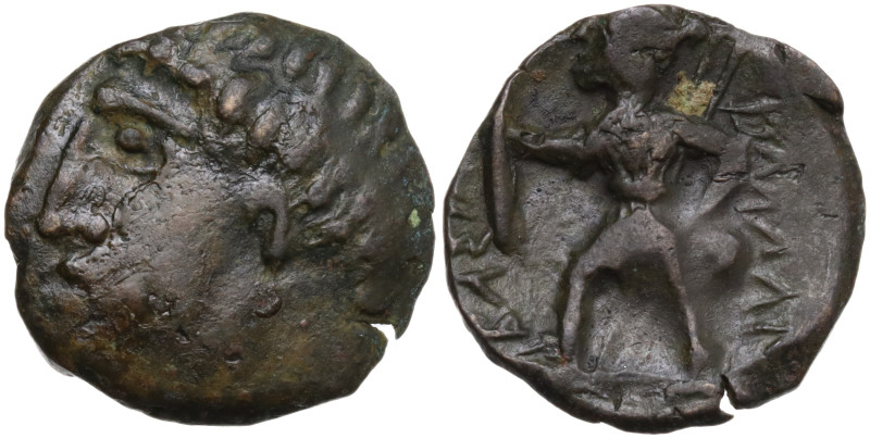 Kings of Illyria, Ballaios (190-175 BC). Æ (16 mm, 3,1 g). Head of Ballaios l. R...