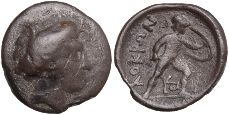 Lokris, Lokri Opuntii, c. 350 BC. AR Triobol (15,3 mm, 2,35 g). Head of Demeter ...