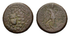 Paphlagonia, Sinope. Time of Mithradates VI (Circa 111-105 or 95-90 BC). Æ (21 mm, 8,8 g). Aegis with gorgoneion. Nike advancing r., holding wreath an...