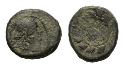 Lydia, Sardes, c. 2nd-1st centuries BC. Æ (15 mm, 3,6 g). Laureate head of Apollo r. R/ Club and legend all within wreath, to r. complex monogram. BMC...