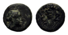 Lydia, Sardes, c. 133 BC - AD 1. Æ (10,8 mm, 1,8 g). Laureate head of Apollo r. R/ Club; all within laurel wreath. GRPC Lydia 28; Johnston, Sardis 189...
