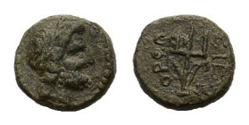 Caria, Orthosia, c. 2nd-1st century BC. Æ (10,7 mm, 1,6 g). Laureate head of Poseidon. R/ Trident. Imhoof-Blumer, KM, S. 149, 1 var. About very fine.