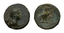 Lycia, Termessos Minor, c. 1st century BC. Æ (11, 9 mm, 1,3 g). Draped bust of Hermes r., wearing petasos; in l. fiel, bee. R/ Eagle standing r. on ca...
