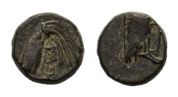 Lycia, Phaselis, c. 250-221/0 BC. Æ (10 mm, 1,3 g). Prow of galley r. R/ Stern of galley l. SNG Copenhagen 122. About very fine.