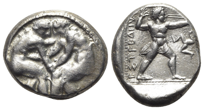 Pamphylia, Aspendos, c. 380/75-330/25 BC. AR Stater (23mm, 10.86g, 3h). Two wres...