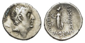 Kings of Cappadocia. Ariobarzanes I, Philoromaios (96-63 BC). AR Drachm. Eusebeia-Mazaka. Diademed head r. R/ Athena standing l., holding Nike and spe...