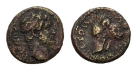 Mysia, Hadrianotherae. Hadrian (217-238). Æ (14 mm, 3 g). Bare head r.R / Head and neck of bear or wolf l. SNG von Aulock 1150; SNG Copenhagen 176. Go...