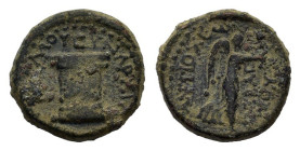 Caria, Antioch ad Maeandrum. Pseudo-autonomous issue. Time of Augustus (27 BC-14 AD). Æ (15,6 mm, 3,2 g). Nike advancing r., holding wreath and palm f...