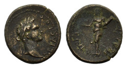 Caria, Heraclea Salbace. Pseudo-autonomous issue. Time of Domitian (81-96). Æ (21,4 mm, 5,5 g). Laureate head r. R/ Heracles walking l., with arm exte...