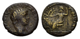 Phrygia Synnada. Nero (54-68). Æ (17 mm, 4 g). Bare head r. R/ Zeus seated l., holding Nike and sceptre. RPC I, 3190. Good fine.