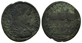 Phrygia, Laodicea ad Lycum. Caracalla (198-217). Æ Medallion (37,9 mm, 27 g). Games issue. Laureate, draped, and cuirassed bust r. R/ Three inscribed ...