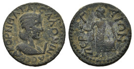 Pamphylia, Perge. Salonina (Augusta, 254-268). Æ 10 Assaria (29 mm, 15,7 g). Draped bust r., wearing stephane; bfore, I (mark of value). R/ Elpis adva...