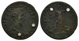 Pisidia, Cremna. Aurelian (270-275). Æ (31,9 mm, 12,3 g). Laureate, draped and cuirassed bust r. R/ Fortuna standing l., foot on river-god, holding he...