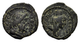 Cilicia, Anazarbus. Pseudo-autonomous issue. Time of Marcus Aurelius (161-180 AD). Æ (16,9 mm, 3,6 g). Laureate head of Zeus r. R/ Turreted and draped...