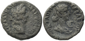 Egypt, Alexandria. Nero with Claudia (54-68). BI Tetradrachm (25,23, 11,69 g). Dated RY 3 (AD 56/57). Laureate head of Nero r. R/ Draped bust of Claud...