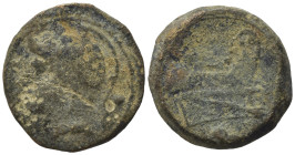 Anonymous, Rome, c. 217-215 BC. Æ Uncia (23,33 mm, 10,91 g). Helmeted head of Roma l. R/ Prow of galley r. Crawford 38/6. Good fine.